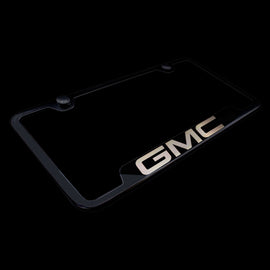 Brand New 2PCS GMC Black Stainless Steel License Plate Frame Officially Licensed