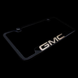 Brand New 1PCS GMC Black Stainless Steel License Plate Frame Officially Licensed