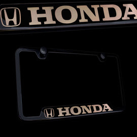 Brand New 1PCS HONDA Black Stainless Steel License Plate Frame Officially Licensed