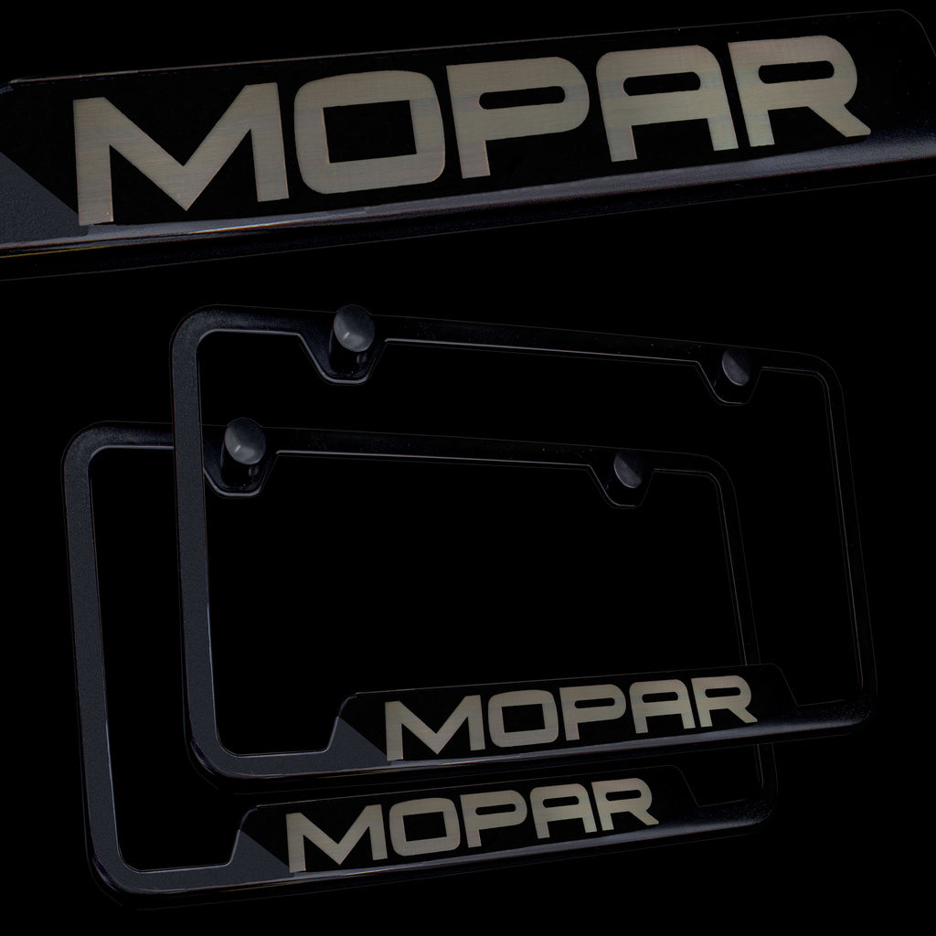 Brand New 2PCS Mopar Black Stainless Steel License Plate Frame Officially Licensed