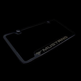Brand New 2PCS Mustang Black Stainless Steel License Plate Frame Officially Licensed