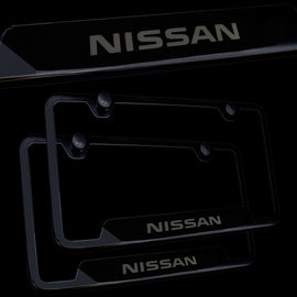 Brand New 2PCS Nissan Black Stainless Steel License Plate Frame Officially Licensed