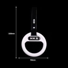 Load image into Gallery viewer, Brand New Universal HKS White Round Black Strap JDM TSURIKAWA Ring Subway Train Bus Handle Strap Charm Drift