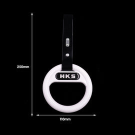 Brand New Universal HKS White Round Black Strap JDM TSURIKAWA Ring Subway Train Bus Handle Strap Charm Drift