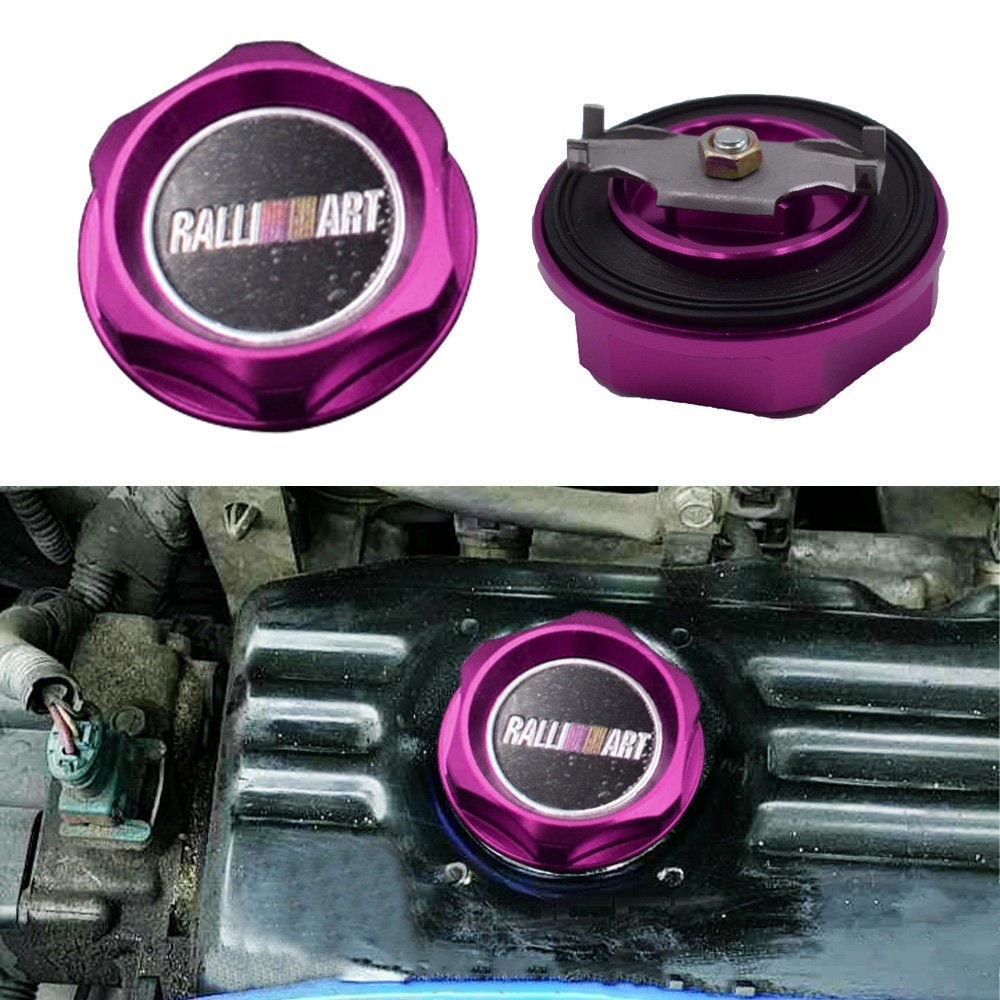 Brand New Jdm Ralliart Emblem Brushed Purple Engine Oil Filler Cap Badge For Mitsubishi