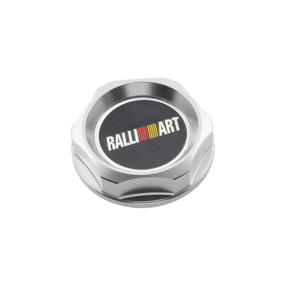 Brand New Jdm Ralliart Emblem Brushed Silver Engine Oil Filler Cap Badge For Mitsubishi