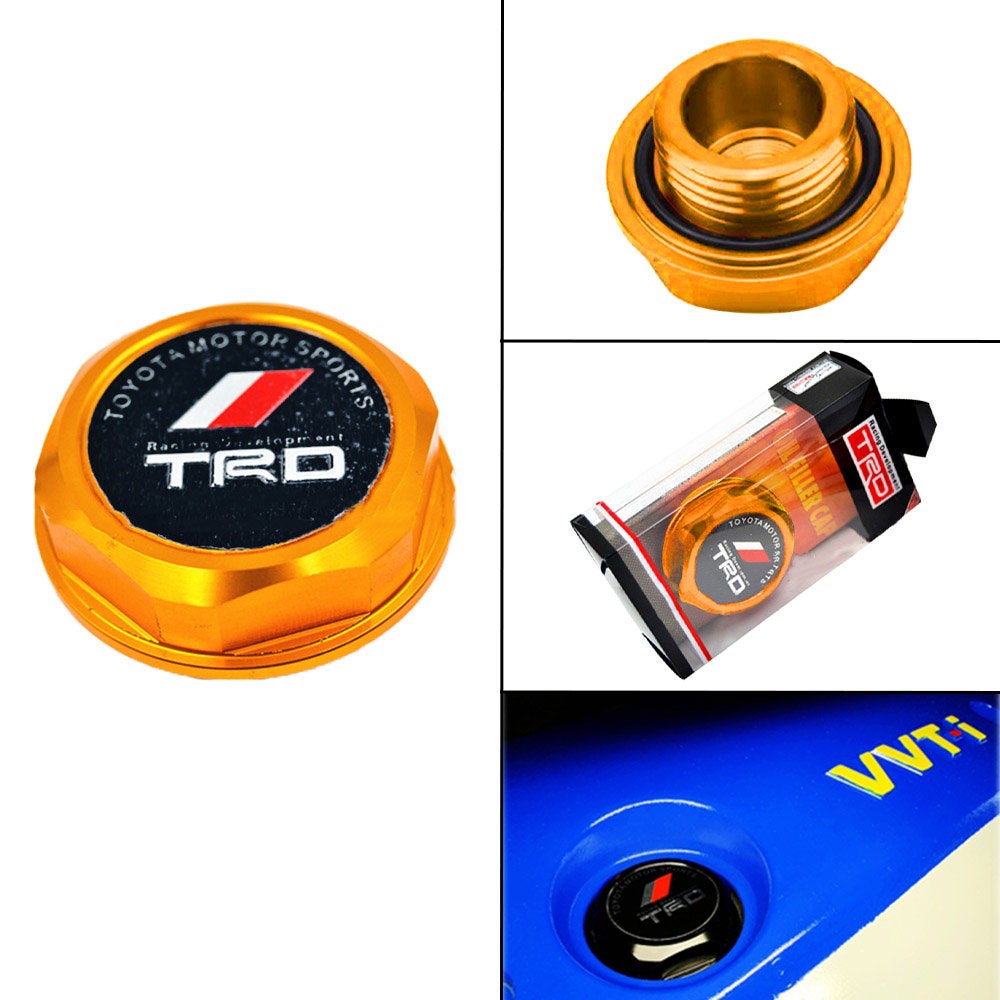 Brand New Jdm TRD Emblem Brushed Gold Engine Oil Filler Cap Badge For Toyota