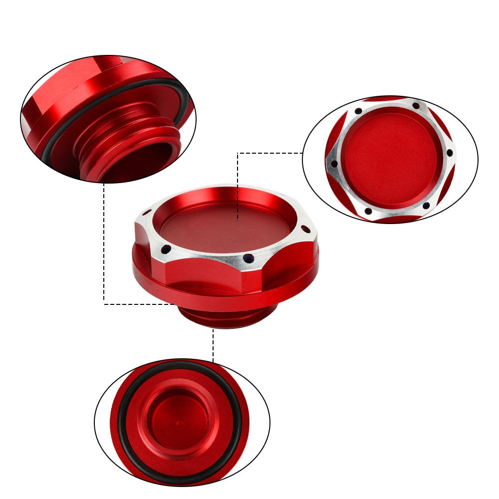 Brand New Jdm Red Engine Oil Cap With Real Carbon Fiber Domo Sticker Emblem For Honda / Acura