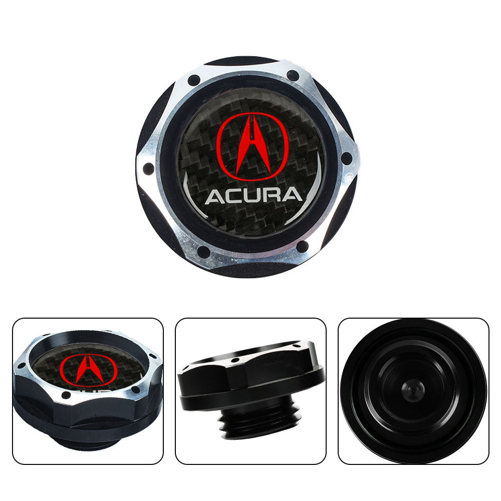 Brand New Jdm Black Engine Oil Cap With Real Carbon Fiber Sticker Emblem For Acura