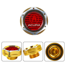 Brand New Jdm Gold Engine Oil Cap With Real Carbon Fiber Sticker Emblem For Acura