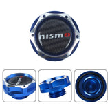 Brand New Jdm Blue Engine Oil Cap With Real Carbon Fiber Nismo Sticker Emblem For Nissan