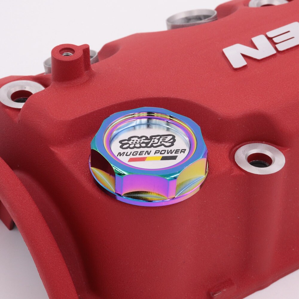 Brand New Jdm Mugen Emblem Brushed Neo-Chrome Engine Oil Filler Cap Badge For Honda / Acura