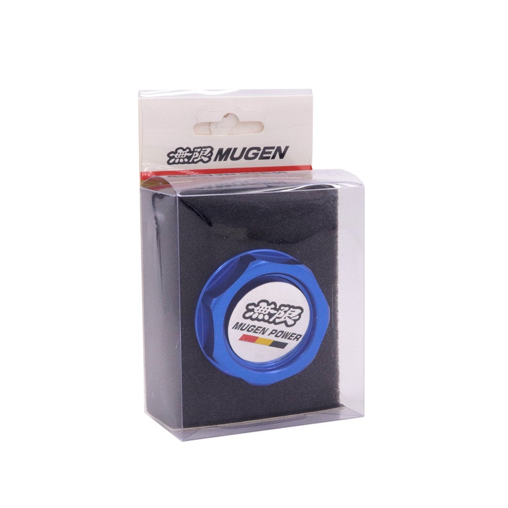 Brand New Jdm Mugen Emblem Brushed Blue Engine Oil Filler Cap Badge For Honda / Acura