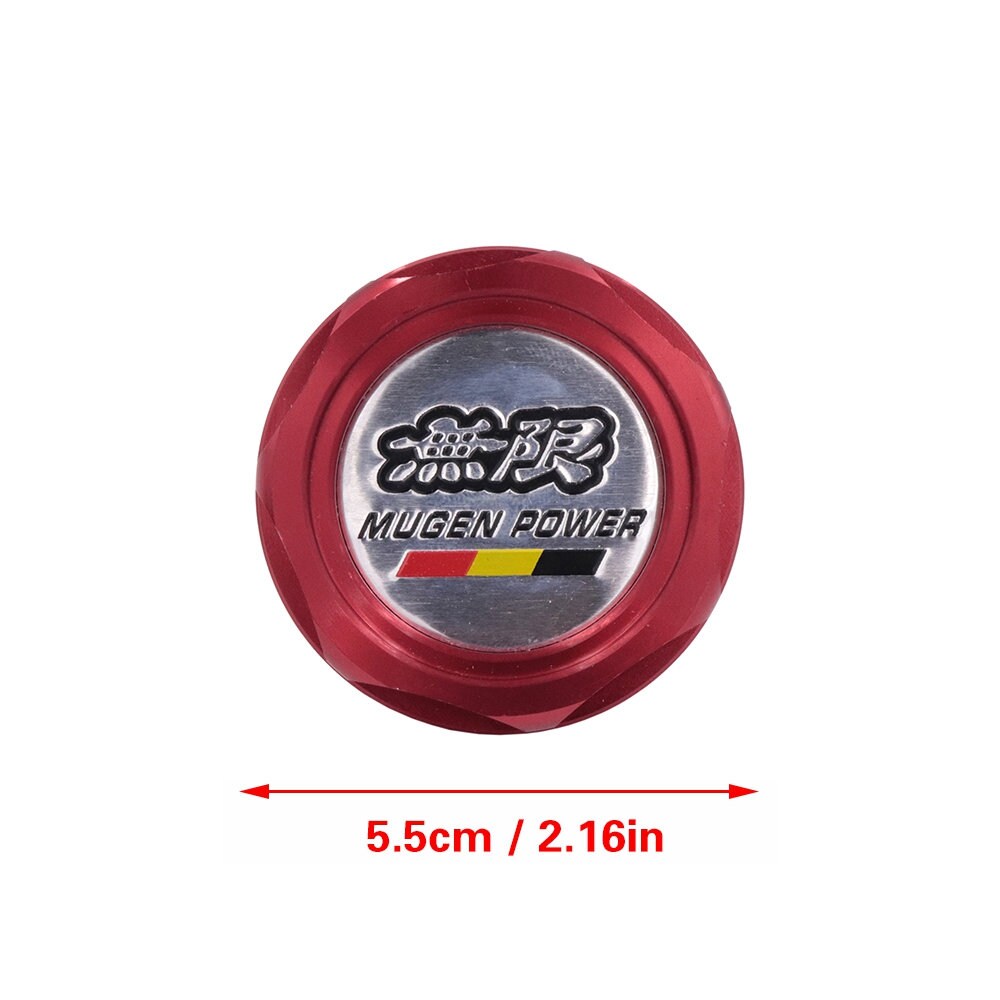 Brand New Jdm Mugen Emblem Brushed Red Engine Oil Filler Cap Badge For Honda / Acura