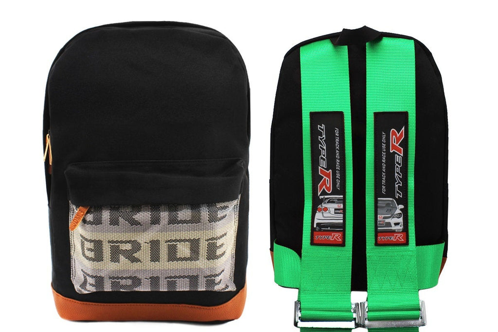Brand New JDM TYPE R Bride Racing Green Harness Adjustable Shoulder Strap Back Pack