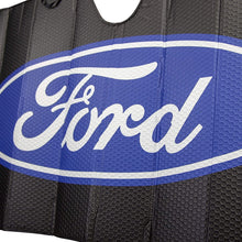 Load image into Gallery viewer, BRAND New Ford Plasticolor 003858R01 Black Matte Finish Sunshade Car Truck or SUV Front Ford Logo Windshield