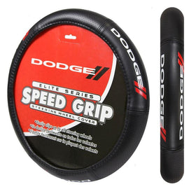 BRAND New Universal Official Licensed Dodge Elite Leather Steering Wheel Cover – Car Truck SUV & Van, Universal Size Fit 14.5