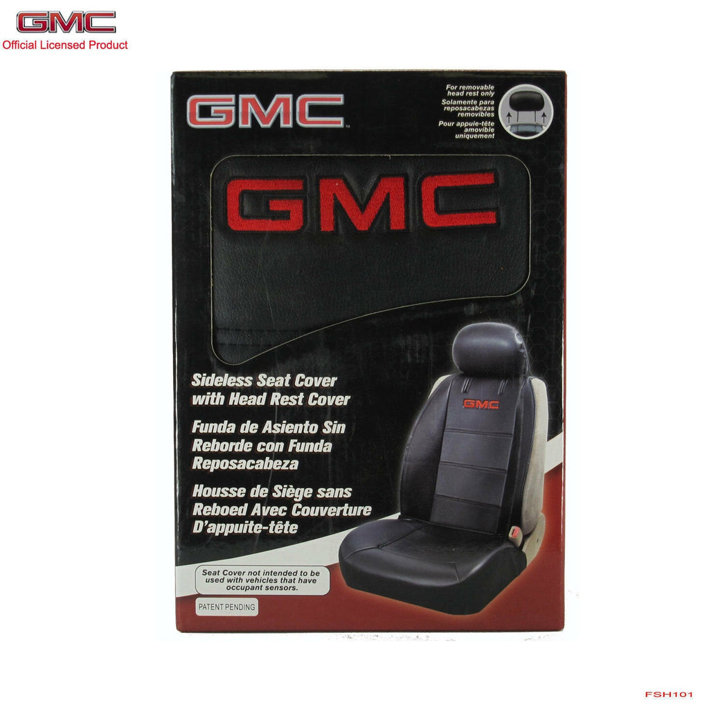 BRAND New 2PCS Universal GMC Elite Synthetic Leather Car Truck Suv 2 Front Sideless Seat Covers Set + Headrest Cover Also