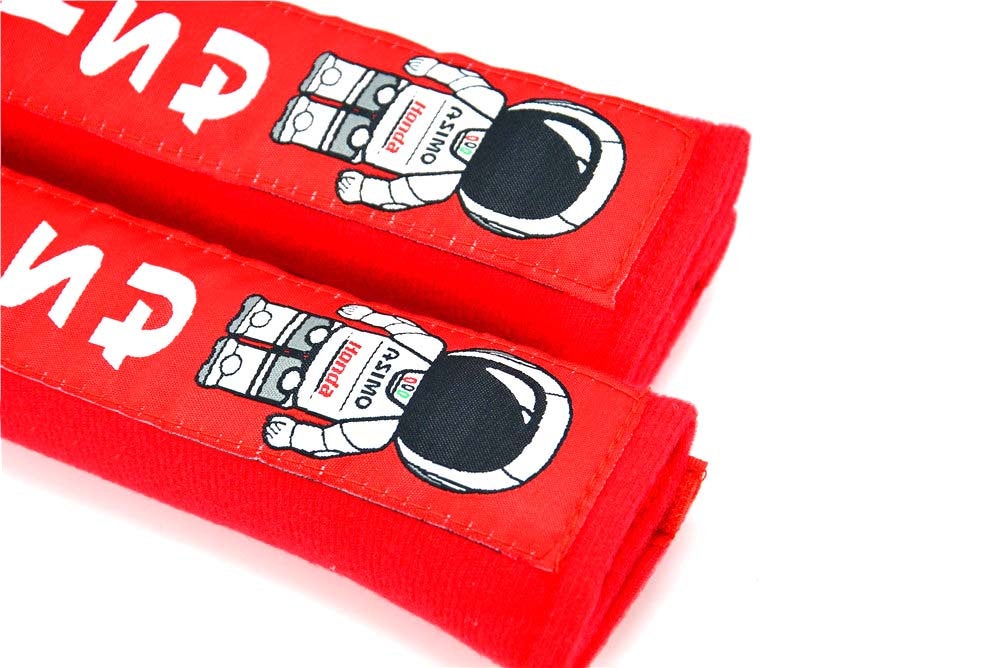 Brand New 2PCS JDM Red Asimo Racing Logo Embroidery Seat Belt Cover Shoulder Pads New