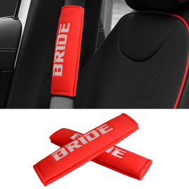 Brand New 2PCS JDM Red Bride Racing Logo Embroidery Seat Belt Cover Shoulder Pads New