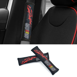 Brand New 2PCS JDM Ralliart Black Racing Logo Embroidery Seat Belt Cover Shoulder Pads New