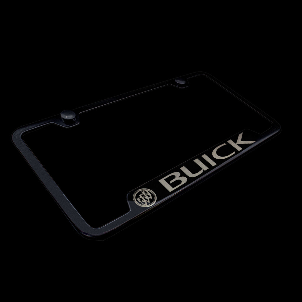 Brand New 2PCS Buick Black Stainless Steel License Plate Frame Officially Licensed