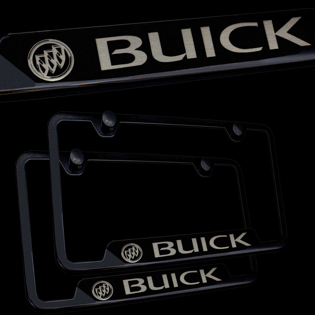 Brand New 2PCS Buick Black Stainless Steel License Plate Frame Officially Licensed