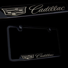 Brand New 1PCS Cadillac Black Stainless Steel License Plate Frame Officially Licensed