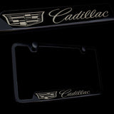Brand New 1PCS Cadillac Black Stainless Steel License Plate Frame Officially Licensed