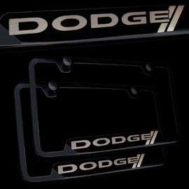 Brand New 2PCS Dodge Black Stainless Steel License Plate Frame Officially Licensed