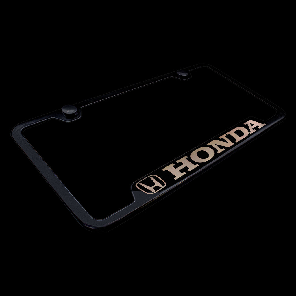 Brand New 1PCS HONDA Black Stainless Steel License Plate Frame Officially Licensed