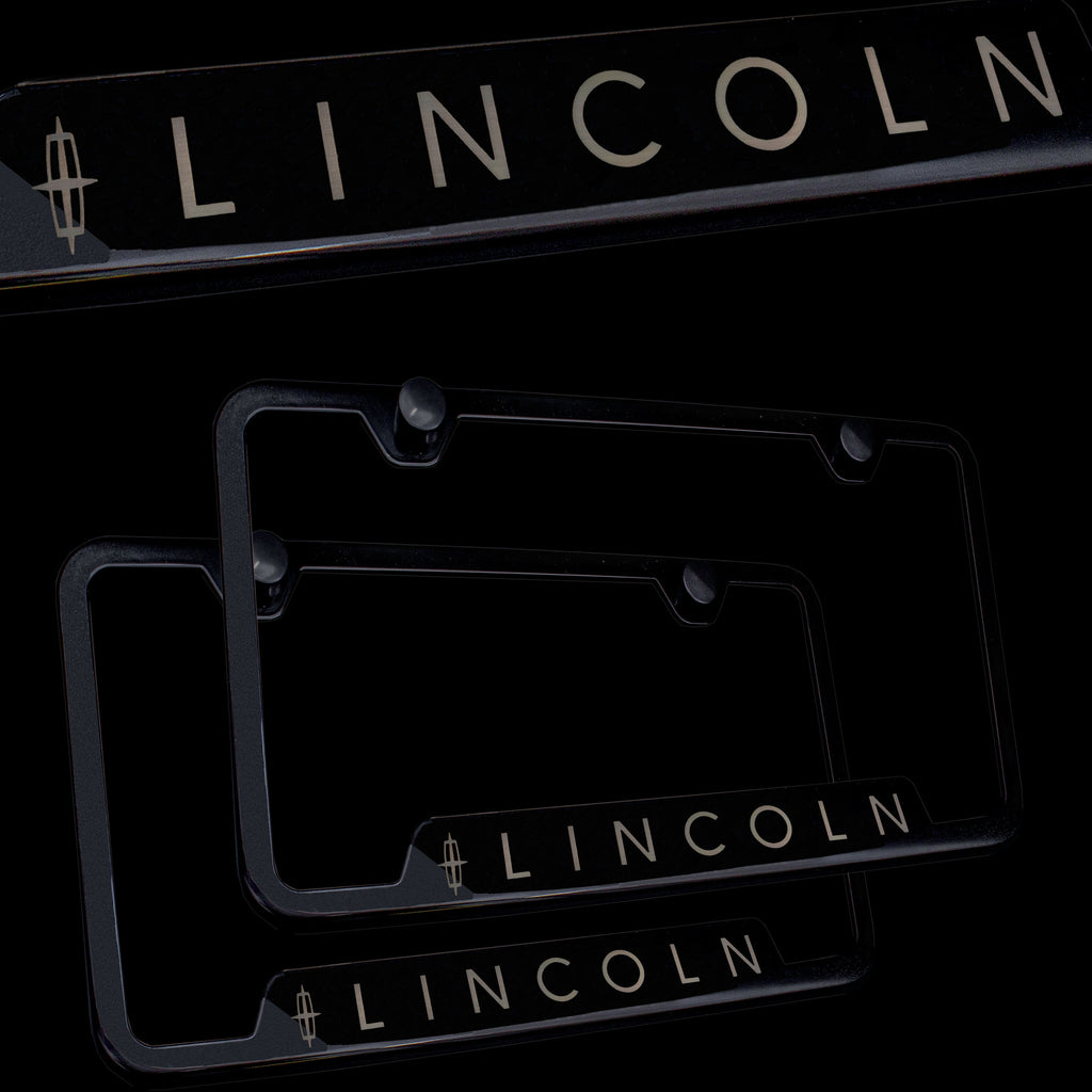 Brand New 2PCS LINCOLN Black Stainless Steel License Plate Frame Officially Licensed