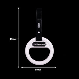 Brand New Universal Mugen White Round Black Strap JDM TSURIKAWA Ring Subway Train Bus Handle Strap Charm Drift