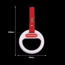 Load image into Gallery viewer, Brand New Universal Mugen White Round Red Strap JDM TSURIKAWA Ring Subway Train Bus Handle Strap Charm Drift