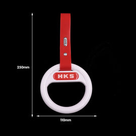 Brand New Universal HKS White Round Red Strap JDM TSURIKAWA Ring Subway Train Bus Handle Strap Charm Drift