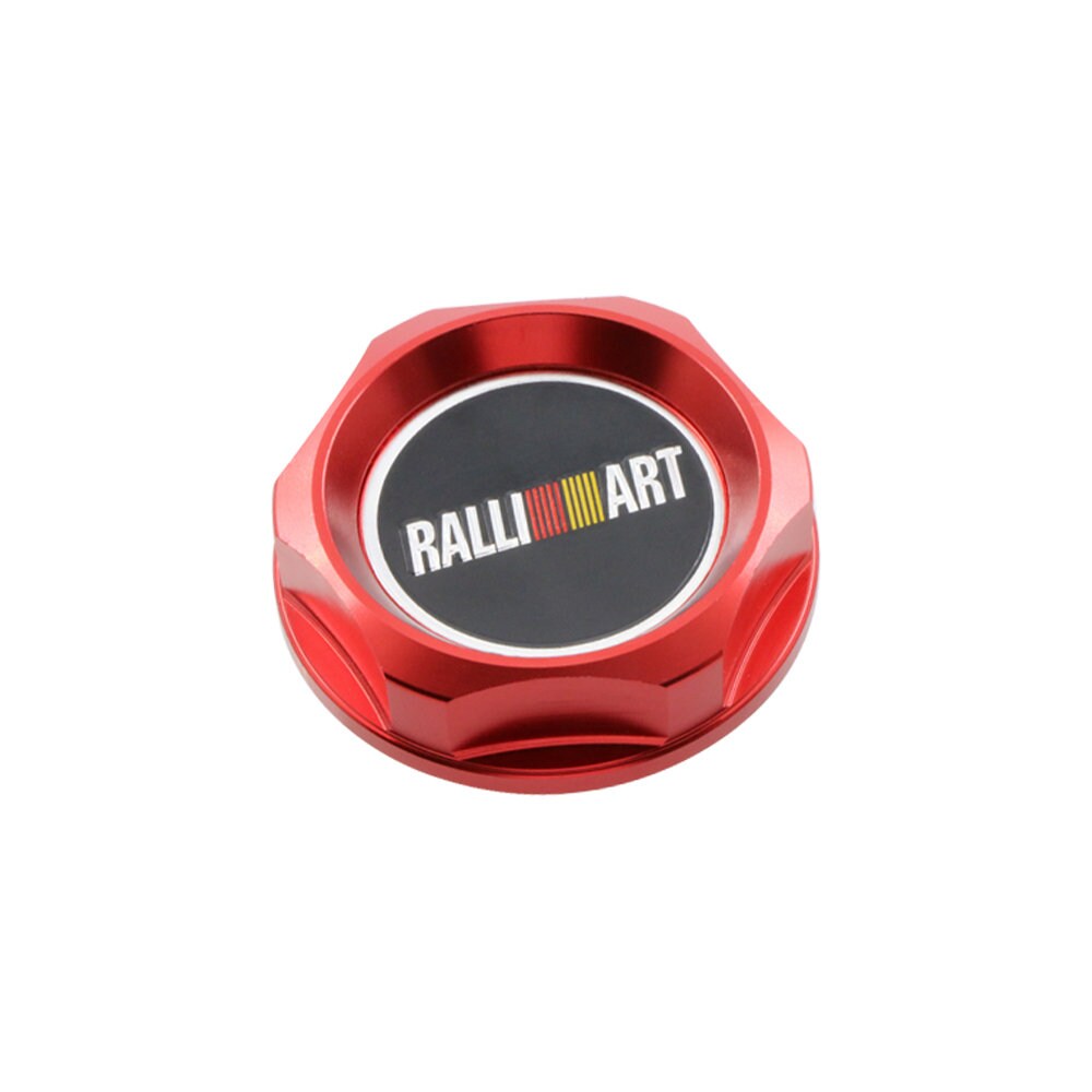 Brand New Jdm Ralliart Emblem Brushed Red Engine Oil Filler Cap Badge For Mitsubishi