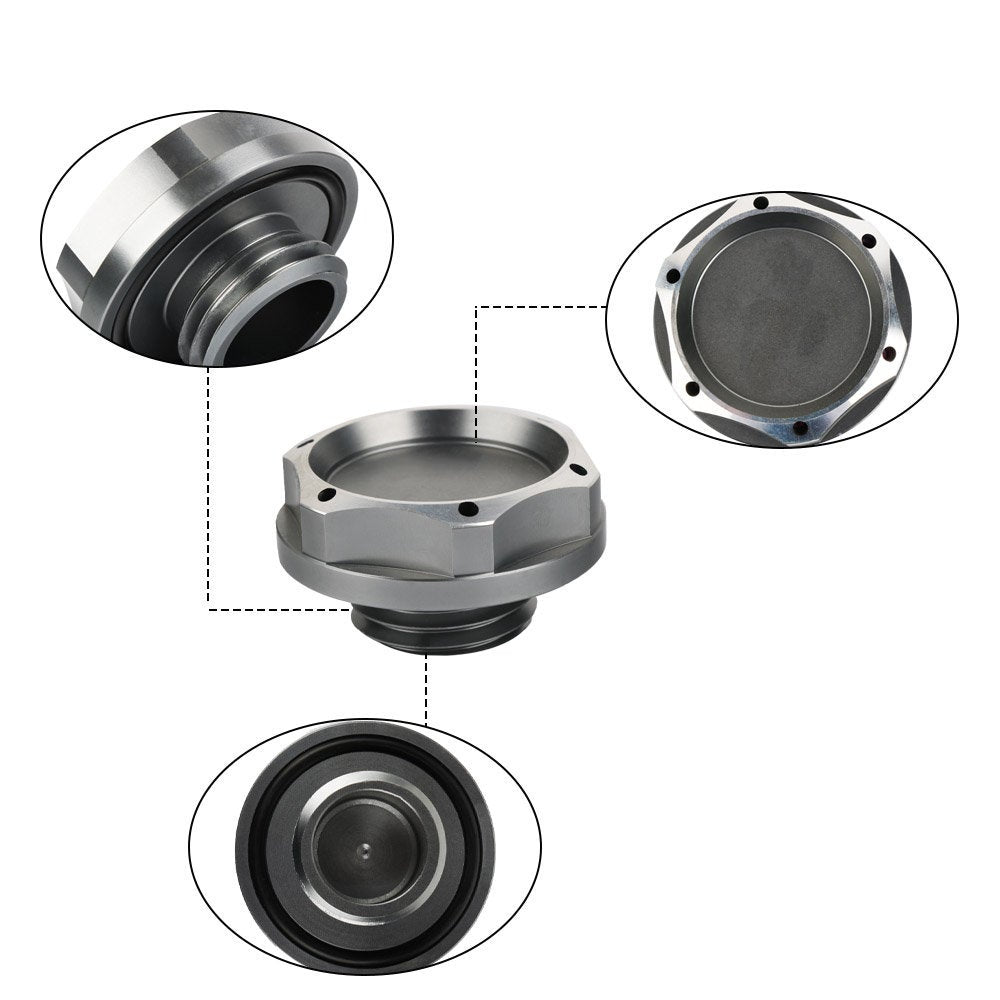 Brand New Jdm Gunmetal Engine Oil Cap With Real Carbon Fiber Mugen Racer Sticker Emblem For Honda / Acura