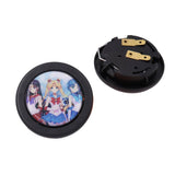 Brand New Universal Anime Sailor Moon Car Horn Button Black Steering Wheel Center Cap
