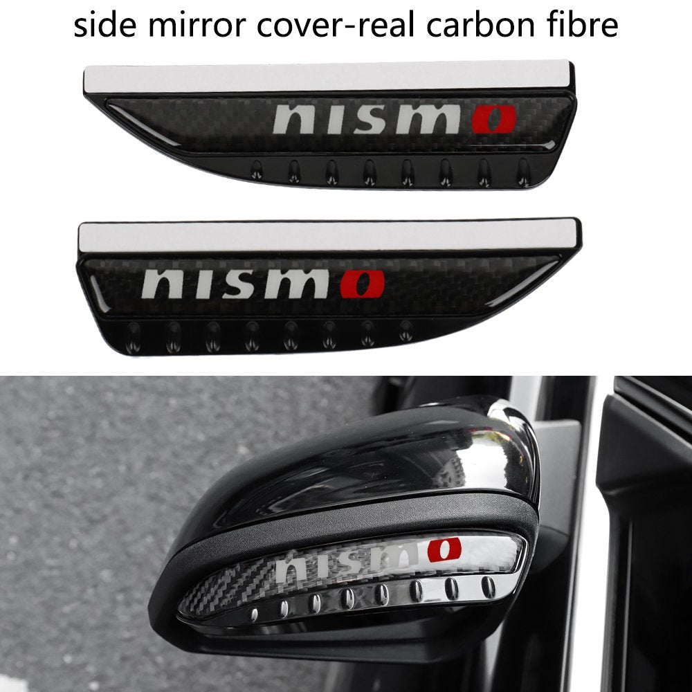 Brand New 2PCS Universal Nismo Carbon Fiber Rear View Side Mirror Visor Shade Rain Shield Water Guard