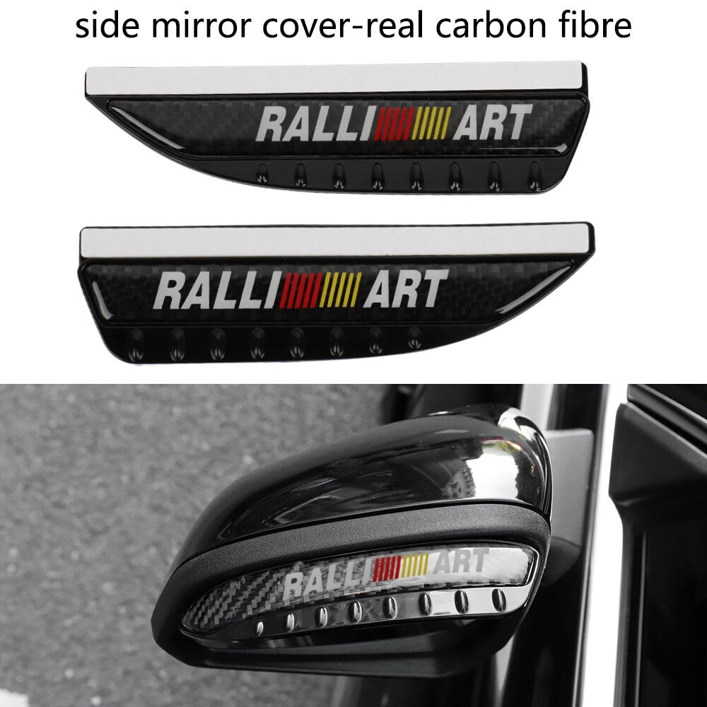 Brand New 2PCS Universal Ralliart Carbon Fiber Rear View Side Mirror Visor Shade Rain Shield Water Guard