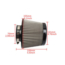 Load image into Gallery viewer, Brand New Universal JDM BLACK 3&quot; 76mm Power Intake High Flow Cold Air Intake Filter Cleaner