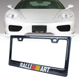 Brand New Universal 100% Real Carbon Fiber Ralliart License Plate Frame - 1PCS