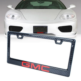 Brand New Universal 100% Real Carbon Fiber GMC License Plate Frame - 1PCS