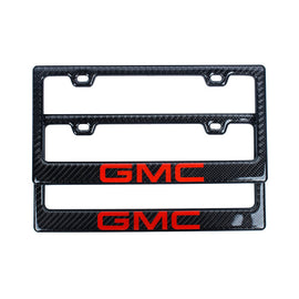 Brand New Universal 100% Real Carbon Fiber GMC License Plate Frame - 2PCS