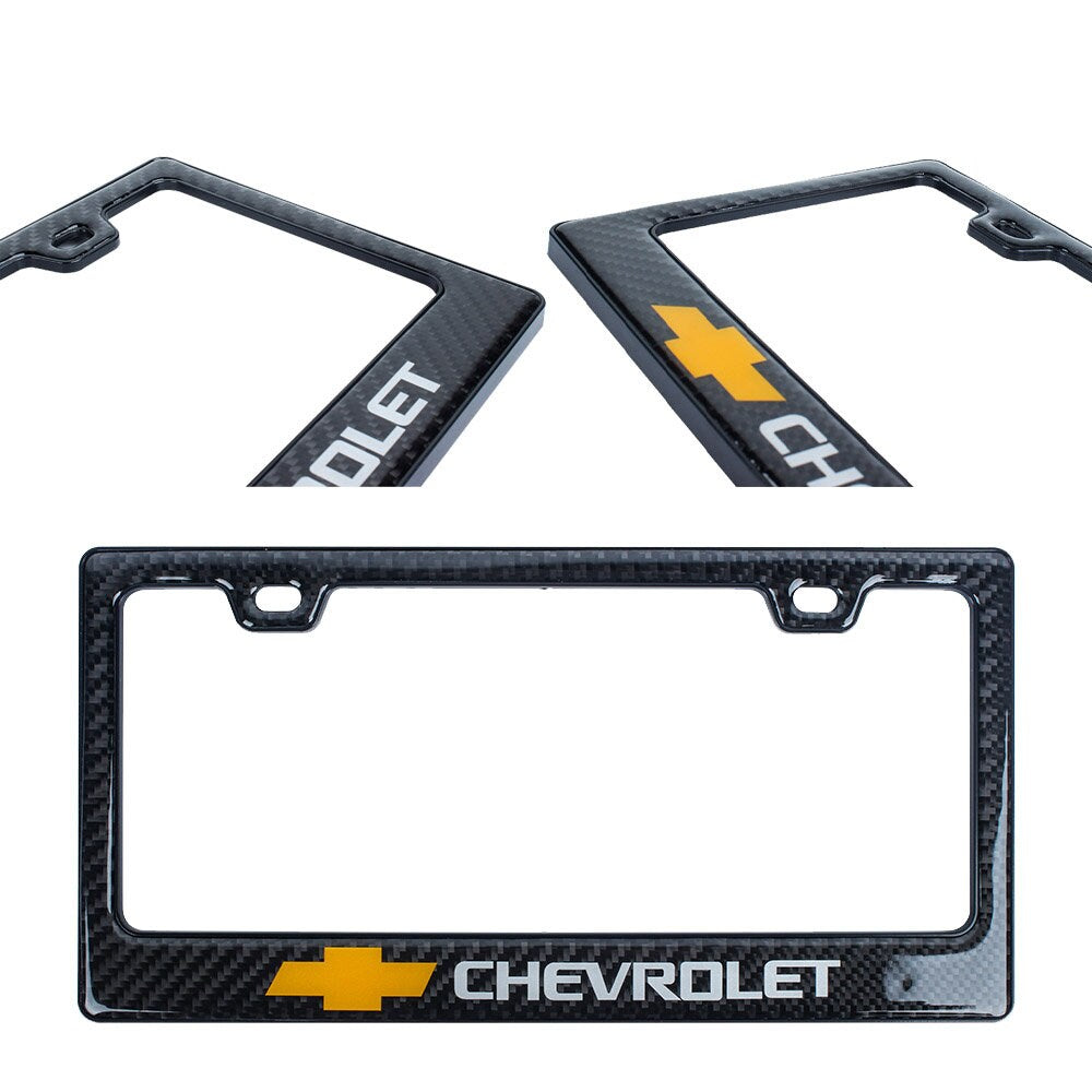 Brand New Universal 100% Real Carbon Fiber Chevrolet License Plate Frame - 2PCS