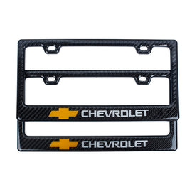 Brand New Universal 100% Real Carbon Fiber Chevrolet License Plate Frame - 2PCS