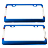 Brand New Universal 2PCS Burnt Blue Titanium Aluminum License Plate Frame Cover with screw cap