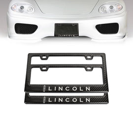 Brand New Universal 100% Real Carbon Fiber Lincoln License Plate Frame - 2PCS