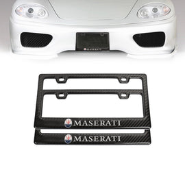 Brand New Universal 100% Real Carbon Fiber Maserati License Plate Frame - 2PCS