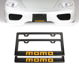 Brand New Universal 100% Real Carbon Fiber Momo License Plate Frame - 2PCS